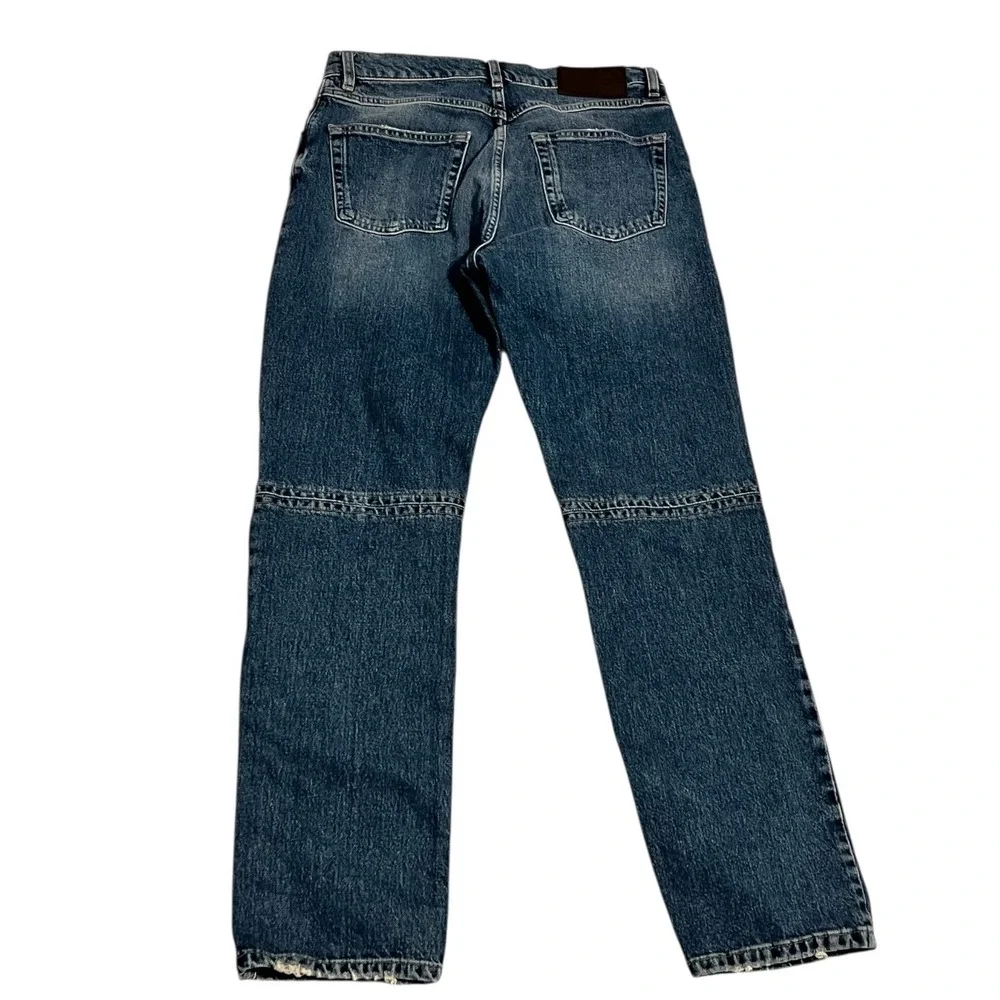 ZARA Women's Straight Leg Jeans Size 30 Blue‎ Mid Rise Knee Seam Denim
